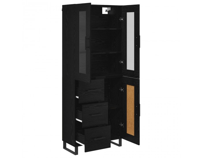 Sonata H Висок шкаф 2 pcs Черния дъб Инженерна дървесина и стъкло
