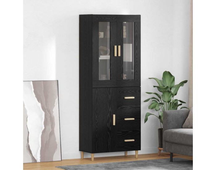 Sonata H Висок шкаф Монтиране на стена 2 pcs Черния дъб Инженерно дърво