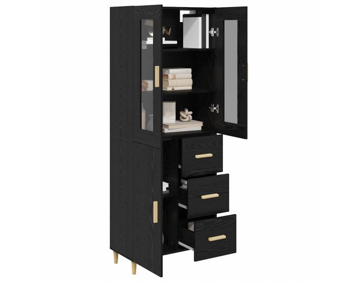 Sonata H Висок шкаф Монтиране на стена 2 pcs Черния дъб Инженерно дърво