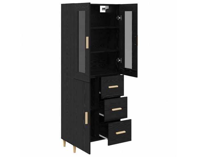 Sonata H Висок шкаф Монтиране на стена 2 pcs Черния дъб Инженерно дърво