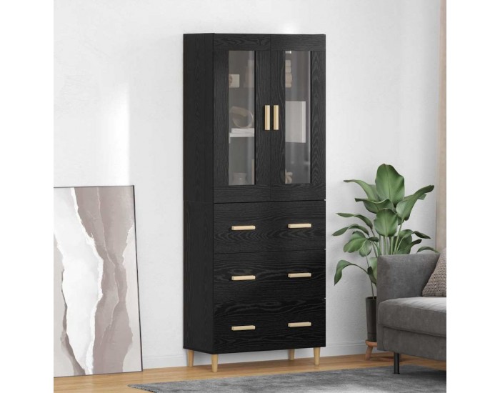 Sonata H Висок шкаф Монтиране на стена 2 pcs Черния дъб Инженерно дърво