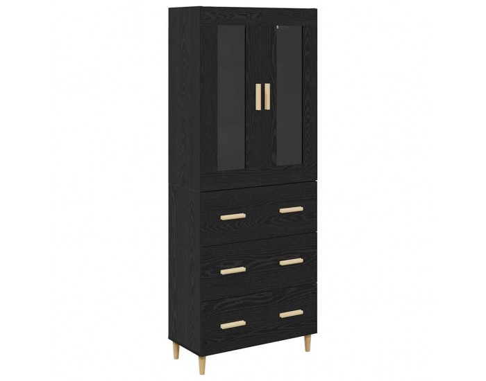 Sonata H Висок шкаф Монтиране на стена 2 pcs Черния дъб Инженерно дърво