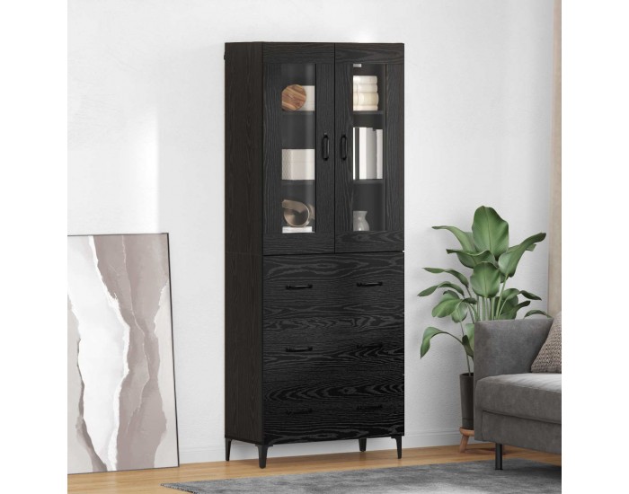 Sonata Bufet Stejar Negru 69,5 x 34 x 180 cm Lemn prelucrat