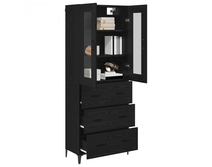 Sonata Bufet Stejar Negru 69,5 x 34 x 180 cm Lemn prelucrat