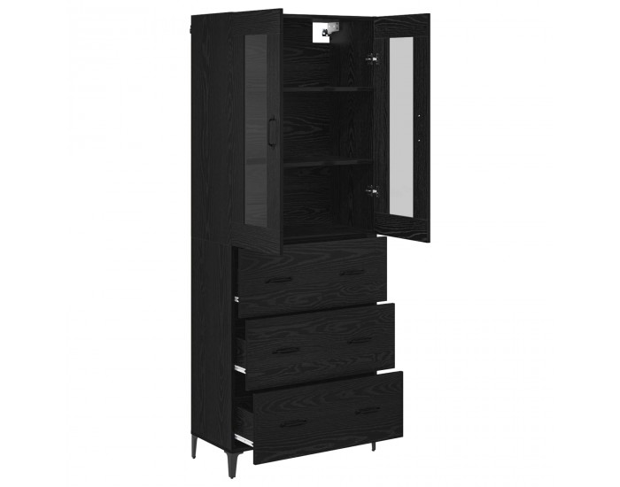Sonata Bufet Stejar Negru 69,5 x 34 x 180 cm Lemn prelucrat