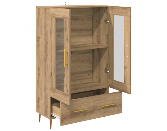 Sonata H Висок шкаф Дъб 69,5 x 31 x 115 см Инженерна дървесина и стъкло