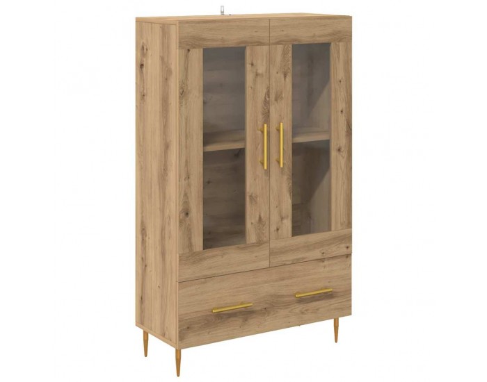 Sonata H Висок шкаф Дъб 69,5 x 31 x 115 см Инженерна дървесина и стъкло