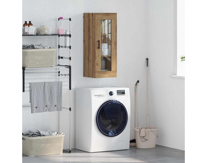 Sonata H Стенен шкаф Дъб 34,5 x 34 x 90 см Инженерна дървесина и стъкло