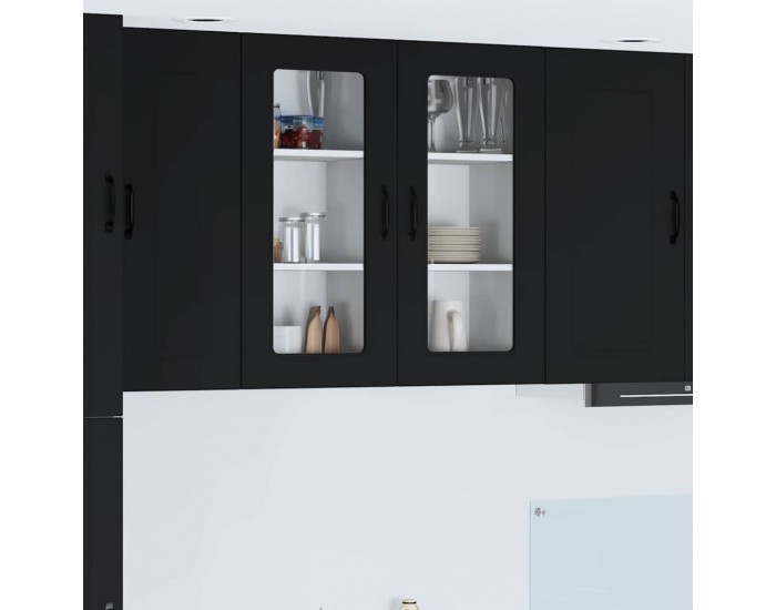 Sonata H Горен кухненски шкаф с рафт с врата 2 pcs Черно 40 x 31 x 80 см