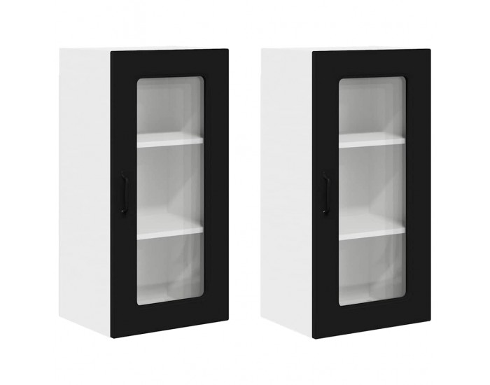 Sonata H Горен кухненски шкаф с рафт с врата 2 pcs Черно 40 x 31 x 80 см