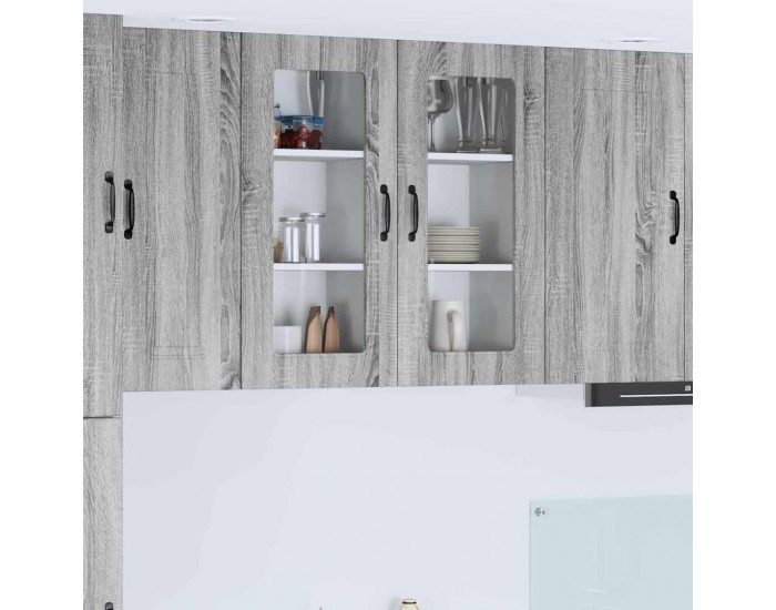 Sonata H Горен кухненски шкаф с рафт 2 pcs Сив Сонома 40 x 31 x 80 см