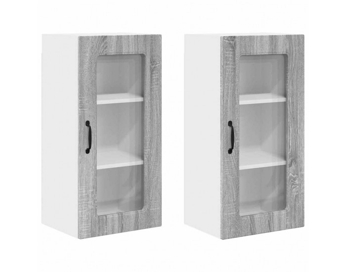 Sonata H Горен кухненски шкаф с рафт 2 pcs Сив Сонома 40 x 31 x 80 см