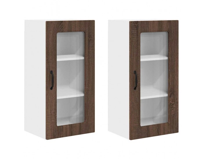 Sonata H Горен кухненски шкаф с рафт 2 pcs Кафяв дъб 40 x 31 x 80 см