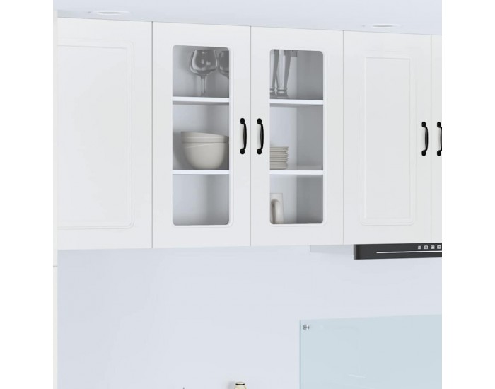 Sonata H Горен кухненски шкаф с рафт Лъскаво бяло 80 x 31 x 80 см
