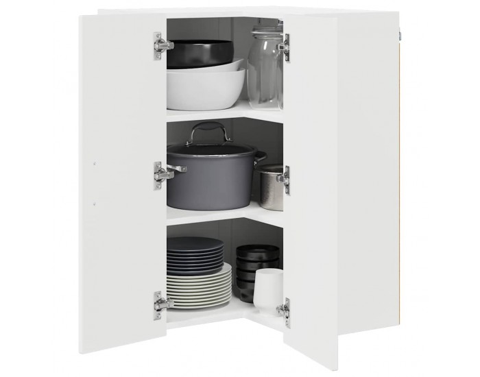 Sonata H Горен кухненски шкаф с рафт Лъскаво бяло 57 x 57 x 80 см