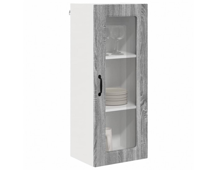 Sonata H Горен кухненски шкаф с рафт с врата Сив Сонома 40 x 31 x 100 см