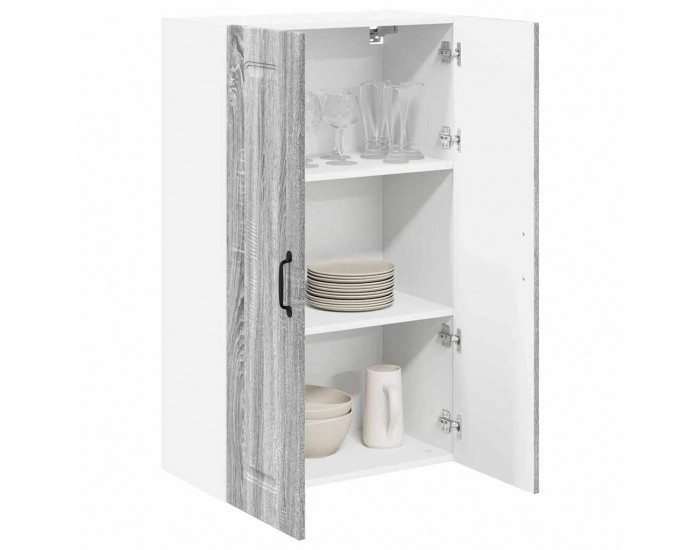 Sonata H Горен кухненски шкаф с рафт с врата Сив Сонома 60 x 31 x 100 см