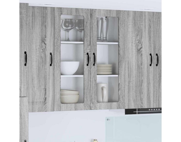 Sonata H Горен кухненски шкаф с рафт с врата Сив Сонома 80 x 31 x 100 см