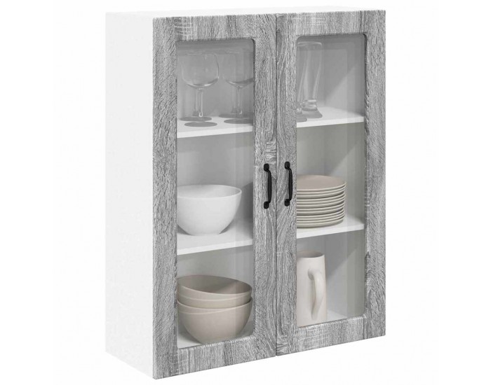 Sonata H Горен кухненски шкаф с рафт с врата Сив Сонома 80 x 31 x 100 см