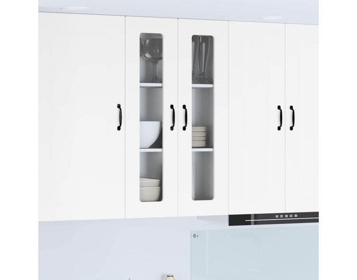 Sonata H Горен кухненски шкаф с рафт Лъскаво бяло 60 x 31 x 100 см