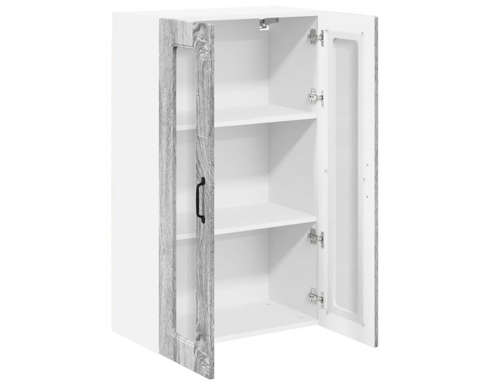 Sonata H Горен кухненски шкаф с рафт с врата Сив Сонома 60 x 31 x 100 см