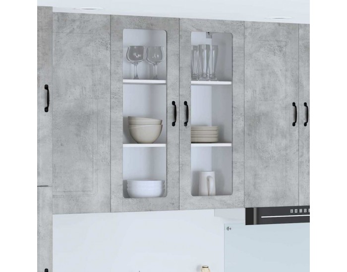Sonata H Горен кухненски шкаф с рафт Циментено сиво 80 x 31 x 100 см