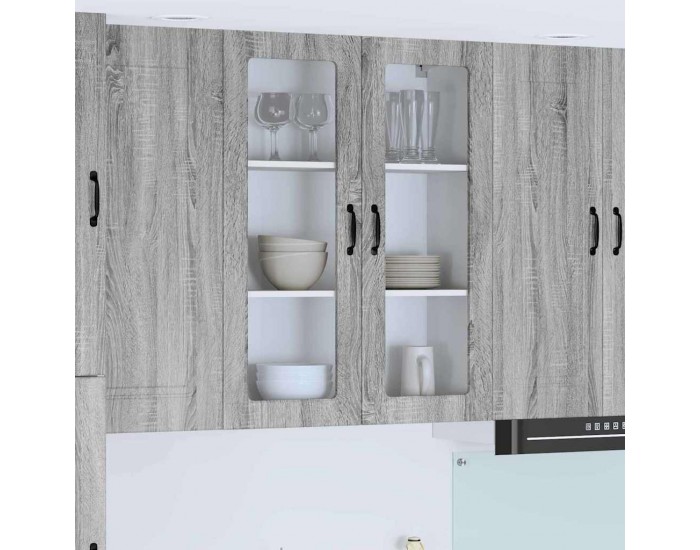 Sonata H Горен кухненски шкаф с рафт с врата Сив Сонома 80 x 31 x 100 см