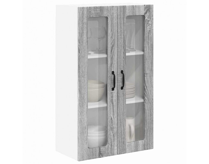 Sonata H Горен кухненски шкаф с рафт с врата Сив Сонома 60 x 31 x 100 см