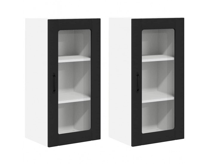 Sonata H Горен кухненски шкаф с рафт с врата 2 pcs Черно 40 x 31 x 80 см