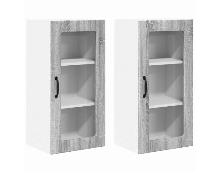 Sonata H Горен кухненски шкаф с рафт 2 pcs Сив Сонома 40 x 31 x 80 см