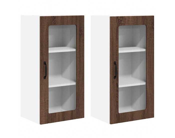 Sonata H Горен кухненски шкаф с рафт 2 pcs Кафяв дъб 40 x 31 x 80 см