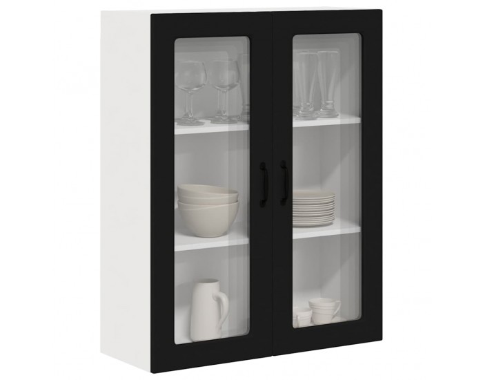 Sonata H Горен кухненски шкаф Черно 80 x 31 x 100 см Инженерно дърво