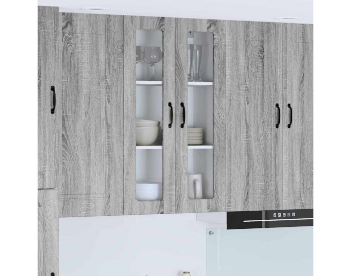 Sonata H Горен кухненски шкаф с рафт с врата Сив Сонома 60 x 31 x 100 см