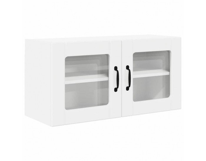 Sonata H Горен кухненски шкаф с рафт Лъскаво бяло 80 x 31 x 40 см