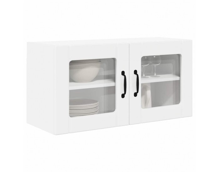 Sonata H Горен кухненски шкаф с рафт Лъскаво бяло 80 x 31 x 40 см