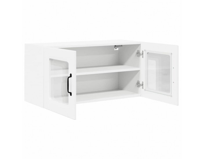 Sonata H Горен кухненски шкаф с рафт Лъскаво бяло 80 x 31 x 40 см