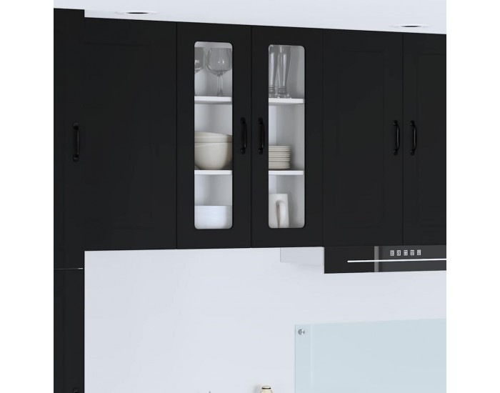 Sonata Dulap de sticlă pentru perete PORTO Negru 60 x 31 x 80 cm