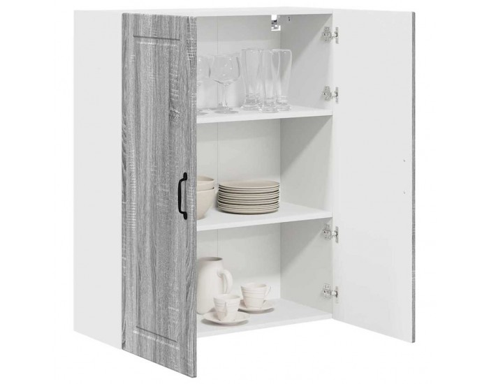 Sonata H Горен кухненски шкаф с рафт с врата Сив Сонома 80 x 31 x 100 см