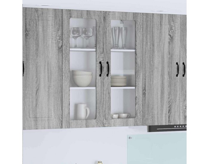 Sonata H Горен кухненски шкаф с рафт с врата Сив Сонома 80 x 31 x 100 см