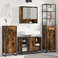Sonata H Шкаф за баня с врата Димящ дъб 40 x 30 x 180 см Инженерно дърво - Dulapuri de baie