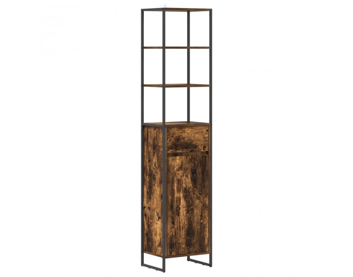 Sonata H Шкаф за баня с врата Димящ дъб 40 x 30 x 180 см Инженерно дърво