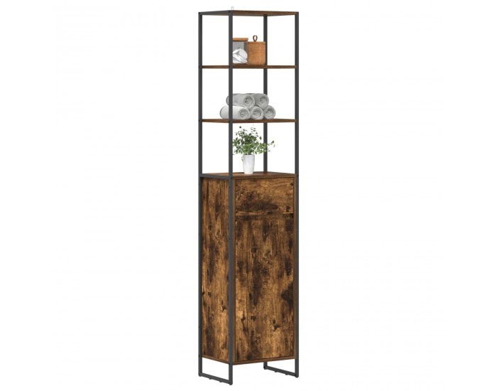 Sonata H Шкаф за баня с врата Димящ дъб 40 x 30 x 180 см Инженерно дърво