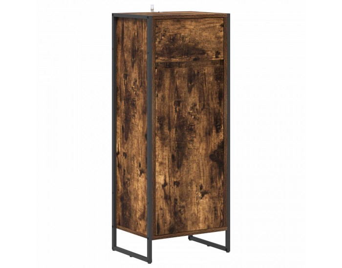 Sonata H Шкаф за баня с врата Димящ дъб 40 x 30 x 100 см Инженерно дърво