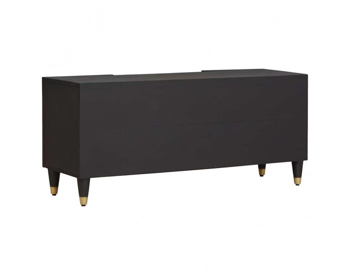 Sonata H ТВ шкаф с рафт Черно 105 x 33 x 46 см Солидно мангово дърво