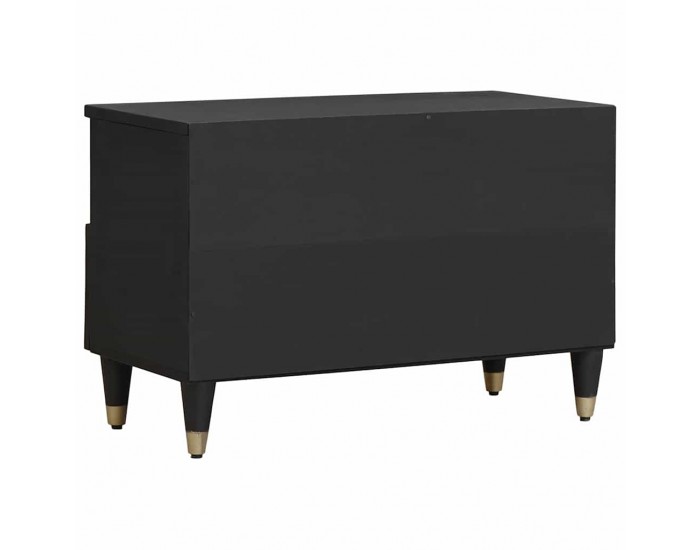 Sonata H ТВ шкаф с чекмедже Черно 70 x 33 x 46 см Солидно мангово дърво