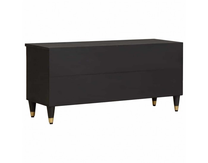 Sonata H ТВ шкаф с чекмедже Черно 100 x 33 x 46 см Солидно мангово дърво