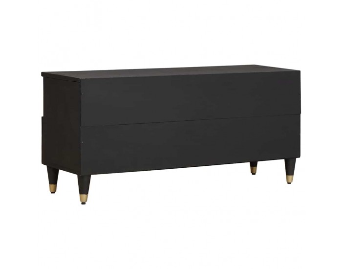 Sonata H ТВ шкаф с чекмедже Черно 100 x 33 x 46 см Солидно мангово дърво