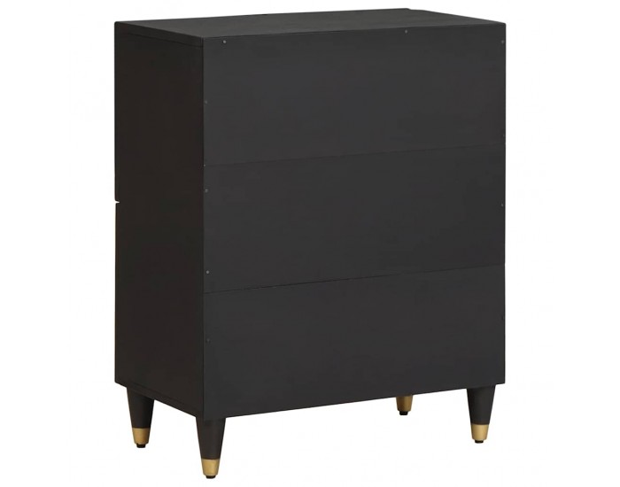 Sonata H Служебен шкаф Черно 60 x 33 x 75 cm Солидно мангово дърво
