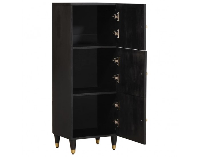 Sonata H Висок шкаф с рафт Черно 40 x 33 x 110 см Солидно мангово дърво