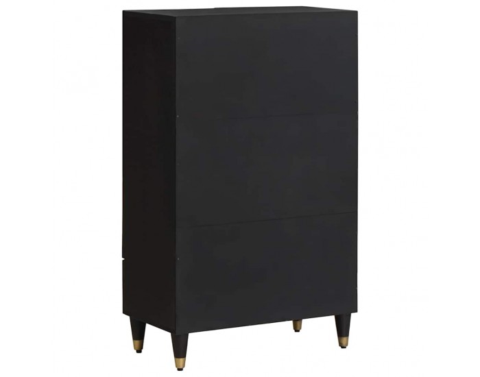 Sonata H Висок шкаф с рафт Черно 60 x 33 x 100 см Солидно мангово дърво